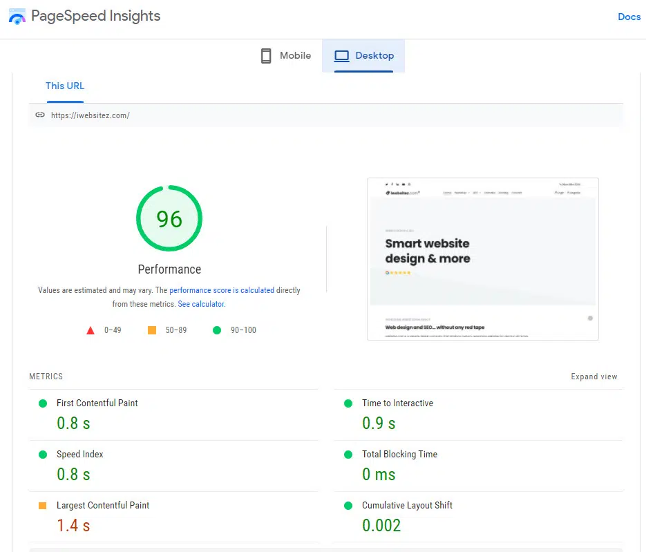 google-page-speed-insights-iwebsitez